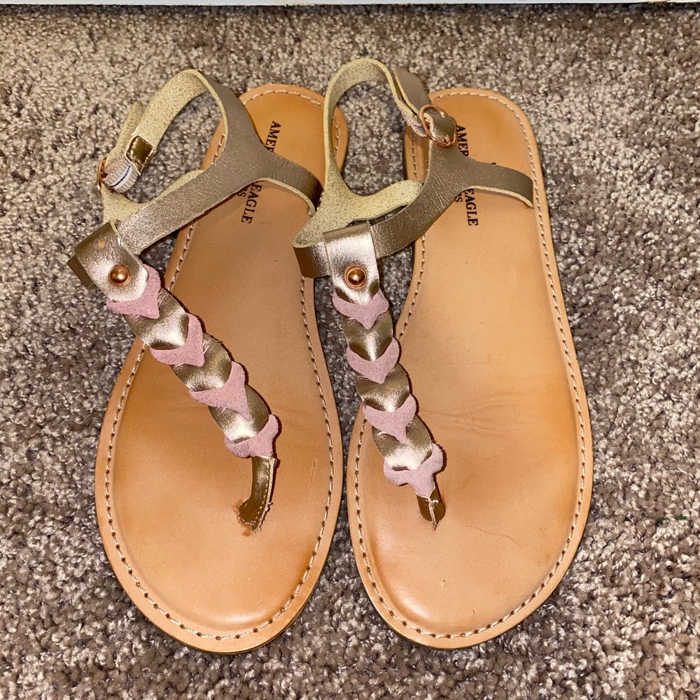 Pink/Rose Gold American Eagle Sandals
